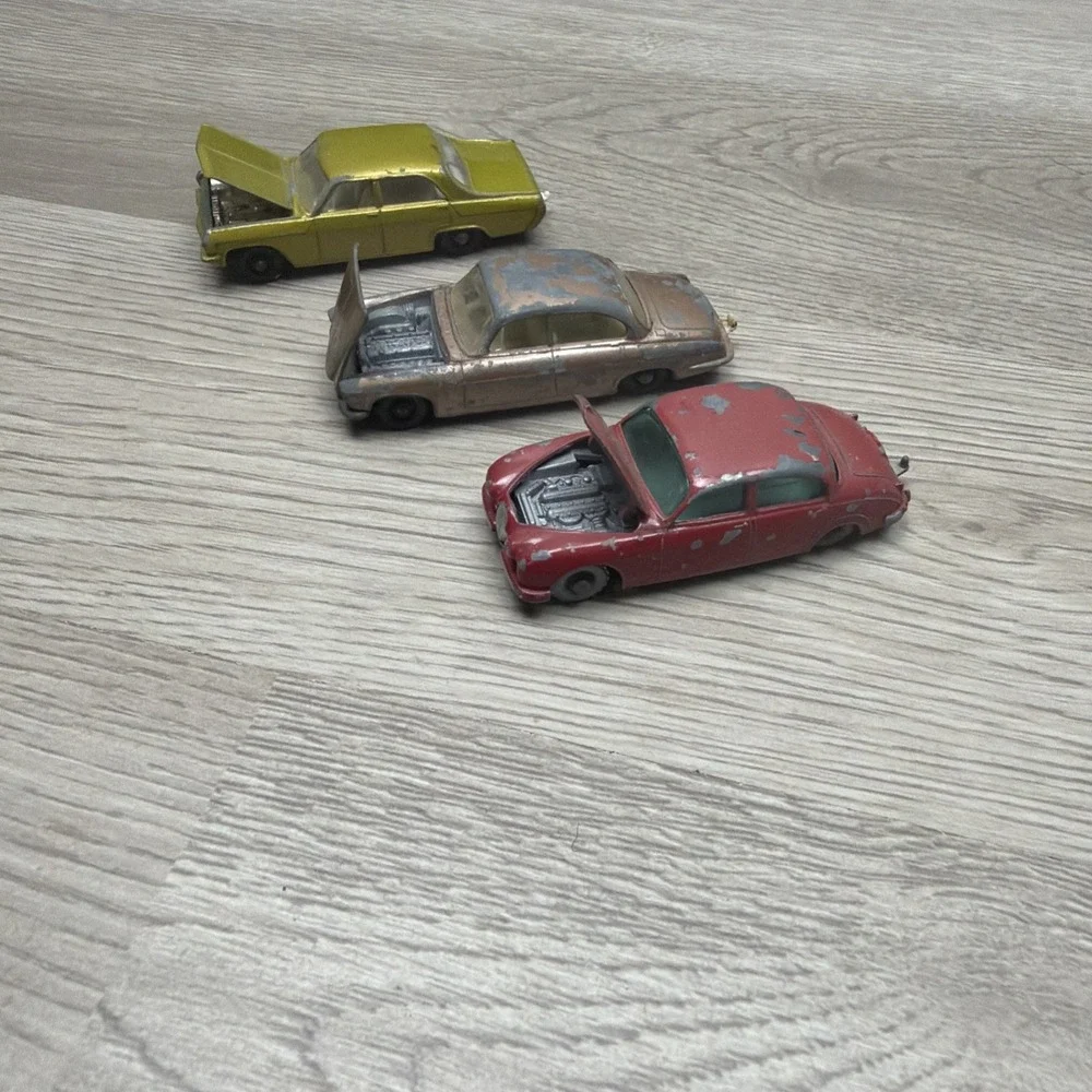Matchbox Lesney No. 65 Jaguar 3.4 Litre, No. 28 Jaguar MK10, No.36 Opel Diplomat